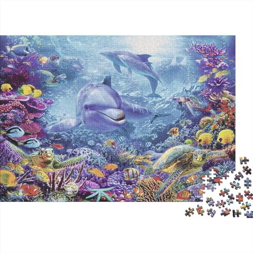 Meer Welt Ozean Koralle DelphinPuzzles 500 Teile Schwer Puzzle Spielzeug Pädagogisches Spiel Impossible Herausforderungsspielzeug Für Erwachsene Und Kinder in Bewährter 500pcs (52x38cm) von PXBDUASIE