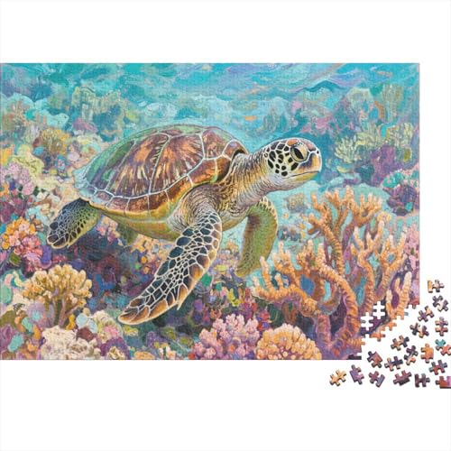 MeeresschildkrötePuzzle 1000 Teile Schwer Puzzle Spielzeug Pädagogisches Spiel Impossible Herausforderung Spielzeug Für Erwachsene Kinder 1000pcs (75x50cm) von PXBDUASIE