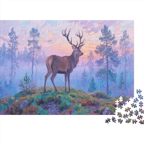 Milu HirschPuzzle 1000-teilige Schwer Puzzle Spielzeug Pädagogisches Spiel Impossible Herausforderungsspielzeug Für Erwachsene Kinder 1000pcs (75x50cm) von PXBDUASIE