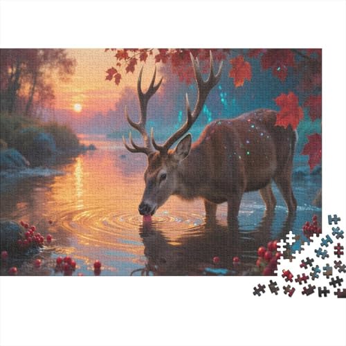 Milu HirschPuzzles 300 Teile Schwer Puzzle Spielzeug Pädagogisches Spiel Impossible Herausforderung Spielzeug Für Erwachsene Und Kinder Ab 12 Jahren 300pcs (40x28cm) von PXBDUASIE