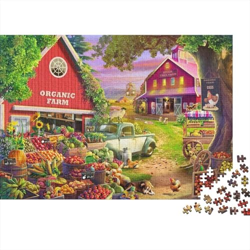 Organic Bauernhof Puzzle 500-teilige Schwer Puzzle Spielzeug Pädagogisches Spiel Impossible Herausforderung Spielzeug Für Erwachsene Und Kinder Ab 14 Jahren 500pcs (52x38cm) von PXBDUASIE