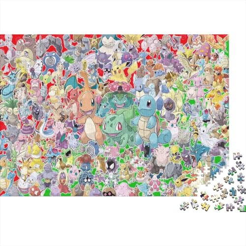 Pokemon Puzzle 300 Teile Schwer Puzzle Spielzeug Pädagogisches Spiel Impossible Herausforderung Spielzeug Für Erwachsene Kinder 300pcs (40x28cm) von PXBDUASIE