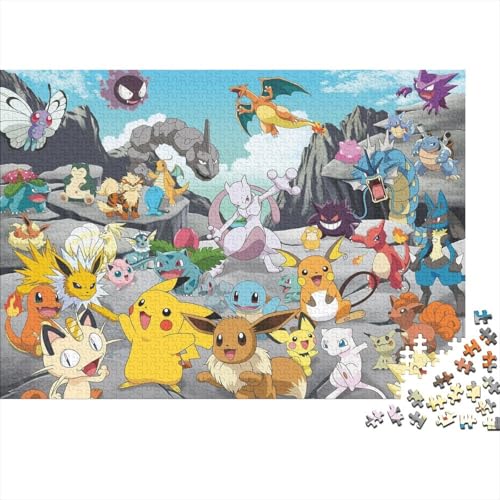 Pokemon Puzzle 500 Teile Schwer Puzzle Spielzeug Pädagogisches Spiel Impossible Herausforderungsspielzeug Für Erwachsene Und Kinder Ab 14 Jahren 500pcs (52x38cm) von PXBDUASIE