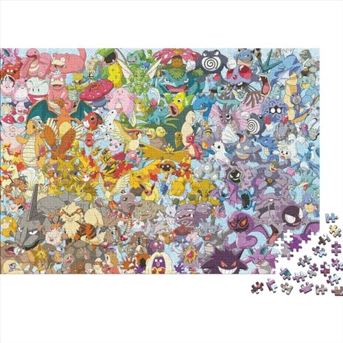 Pokemon Puzzles 1000 Teile Schwer Puzzle Spielzeug Lernspiel Impossible Herausforderung Spielzeug Für Erwachsene Kinder 1000pcs (75x50cm) von PXBDUASIE
