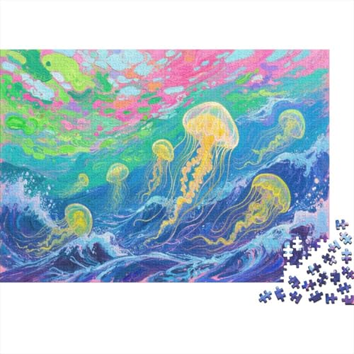 QuallenPuzzle 300 Teile Schwer Puzzle Spielzeug Pädagogisches Spiel Impossible Herausforderung Spielzeug Für Erwachsene Kinder 300pcs (40x28cm) von PXBDUASIE