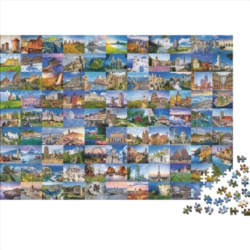 Reisen rund um Puzzle 300 Teile Schwer Puzzle Spielzeug Lernspiel Impossible Herausforderungsspielzeug Für Erwachsene Und Kinder Ab 12 Jahren 300pcs (40x28cm) von PXBDUASIE