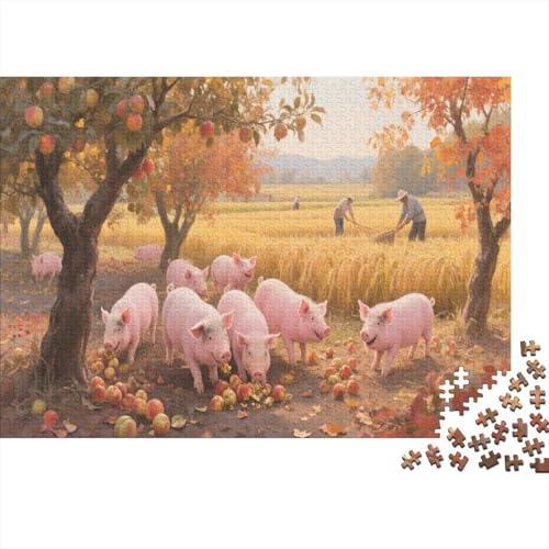 SchweinPuzzle 300-teilige Schwer Puzzle Spielzeug Lernspiel Impossible Herausforderungsspielzeug Für Erwachsene Und Kinder Ab 12 Jahren 300pcs (40x28cm) von PXBDUASIE
