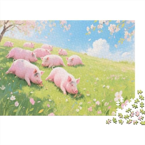 SchweinPuzzle 500 Teile Schwer Puzzle Spielzeug Lernspiel Impossible Herausforderungsspielzeug Für Erwachsene Und Kinder Ab 14 Jahren 500pcs (52x38cm) von PXBDUASIE