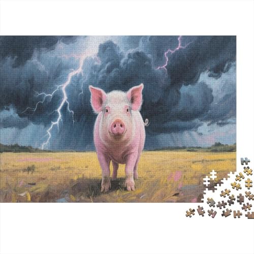 SchweinPuzzles 1000 Teile Schwer Puzzle Spielzeug Lernspiel Impossible Herausforderung Spielzeug Für Erwachsene Und Kinder in Bewährter 1000pcs (75x50cm) von PXBDUASIE