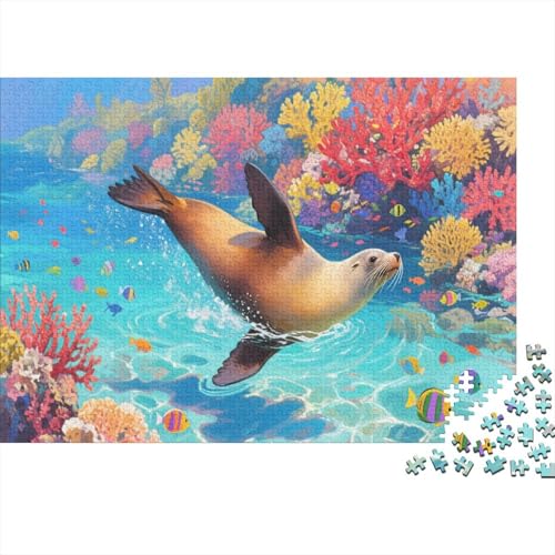 SeelöwePuzzle 300 Teile Schwer Puzzle Spielzeug Pädagogisches Spiel Impossible Herausforderungsspielzeug Für Erwachsene Kinder 300pcs (40x28cm) von PXBDUASIE