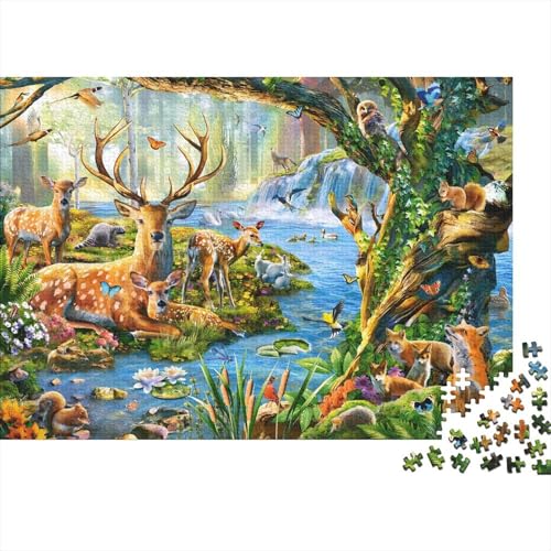 Sika Deer Puzzle 300-teilige Schwer Puzzle Spielzeug Pädagogisches Spiel Impossible Herausforderungsspielzeug Für Erwachsene Kinder 300pcs (40x28cm) von PXBDUASIE