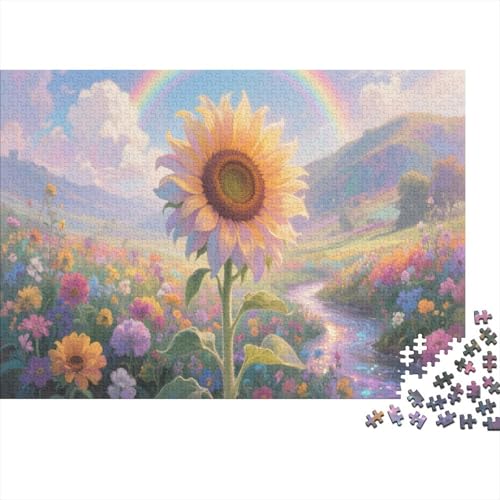 SonnenblumenPuzzle 300 Teile Schwer Puzzle Spielzeug Lernspiel Impossible Herausforderungsspielzeug Für Erwachsene Und Kinder Ab 14 Jahren 300pcs (40x28cm) von PXBDUASIE