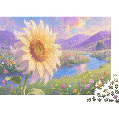 SonnenblumenPuzzle 500 Teile Schwer Puzzle Spielzeug Lernspiel Impossible Herausforderungsspielzeug Für Erwachsene Und Kinder Ab 14 Jahren 500pcs (52x38cm) von PXBDUASIE