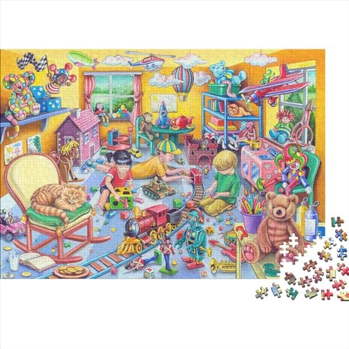 Spielzimmer Puzzle 1000-teilige Schwer Puzzle Spielzeug Lernspiel Impossible Herausforderung Spielzeug Für Erwachsene Und Kinder in Bewährter 1000pcs (75x50cm) von PXBDUASIE