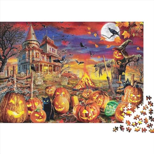 Spooky Kürbis Puzzle 300 Teile Schwer Puzzle Spielzeug Pädagogisches Spiel Impossible Herausforderungsspielzeug Für Erwachsene Und Kinder in Bewährter 300pcs (40x28cm) von PXBDUASIE