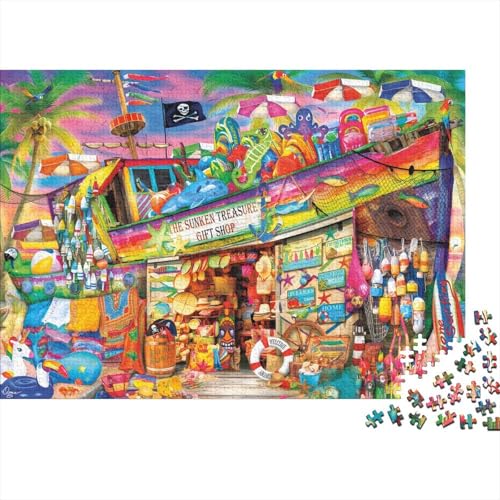 Strandgeschäft Puzzle 1000 Teile Schwer Puzzle Spielzeug Lernspiel Impossible Herausforderungsspielzeug Für Erwachsene Und Kinder Ab 14 Jahren 1000pcs (75x50cm) von PXBDUASIE