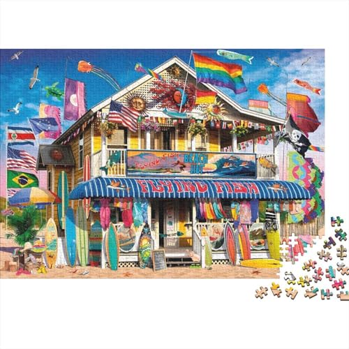 Strandgeschäft Puzzle 300 Teile Schwer Puzzle Spielzeug Pädagogisches Spiel Impossible Herausforderungsspielzeug Für Erwachsene Und Kinder Ab 12 Jahren 300pcs (40x28cm) von PXBDUASIE