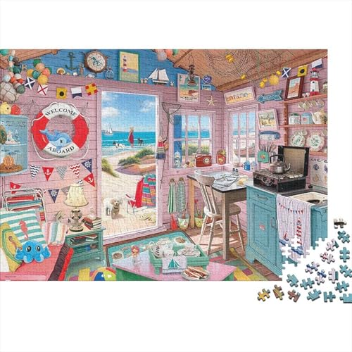 Strandhütte Puzzles 300 Teile Schwer Puzzle Spielzeug Lernspiel Impossible Herausforderungsspielzeug Für Erwachsene Und Kinder in Bewährter 300pcs (40x28cm) von PXBDUASIE