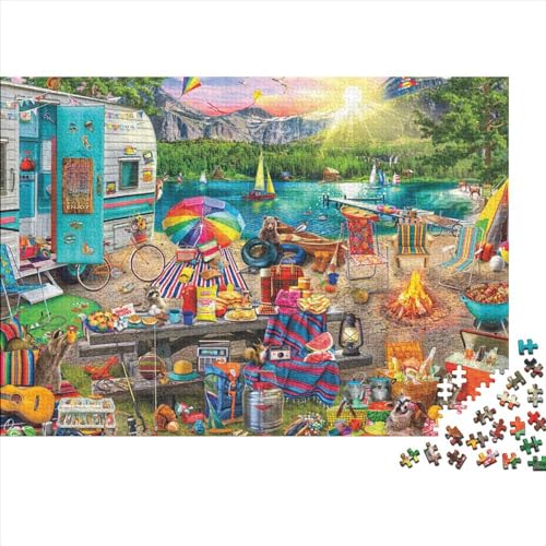 Strandparty Puzzle 500 Teile Schwer Puzzle Spielzeug Lernspiel Impossible Herausforderungsspielzeug Für Erwachsene Kinder 500pcs (52x38cm) von PXBDUASIE