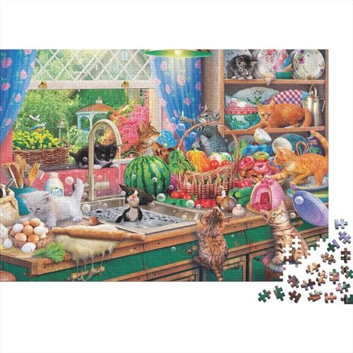 Süßes Kätzchen Puzzles 500 Teile Schwer Puzzle Spielzeug Lernspiel Impossible Herausforderungsspielzeug Für Erwachsene Und Kinder Ab 12 Jahren 500pcs (52x38cm) von PXBDUASIE