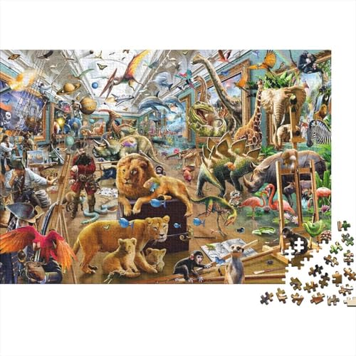 Tiergalerie Puzzle 500 Teile Schwer Puzzle Spielzeug Lernspiel Impossible Herausforderungsspielzeug Für Erwachsene Und Kinder Ab 12 Jahren 500pcs (52x38cm) von PXBDUASIE