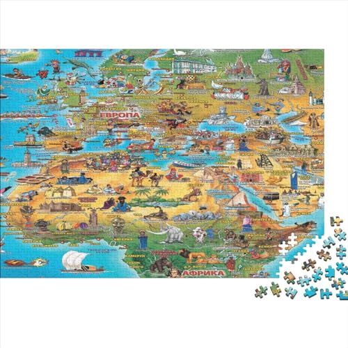 Tierkarte Puzzle 1000-teilige Schwer Puzzle Spielzeug Lernspiel Impossible Herausforderungsspielzeug Für Erwachsene Und Kinder Ab 14 Jahren 1000pcs (75x50cm) von PXBDUASIE