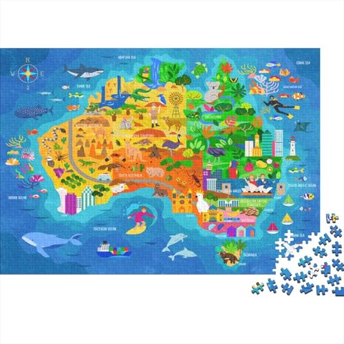 Tierkarte Puzzle 500 Teile Schwer Puzzle Spielzeug Pädagogisches Spiel Impossible Herausforderung Spielzeug Für Erwachsene Und Kinder Ab 14 Jahren 500pcs (52x38cm) von PXBDUASIE