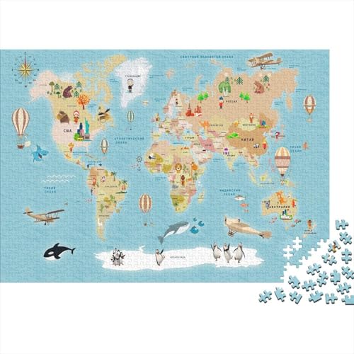 Tierkarte Puzzles 300 Teile Schwer Puzzle Spielzeug Pädagogisches Spiel Impossible Herausforderungsspielzeug Für Erwachsene Und Kinder in Bewährter 300pcs (40x28cm) von PXBDUASIE