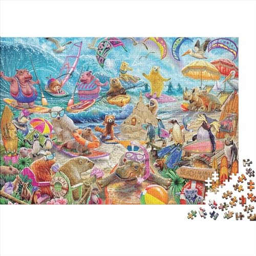 Tierparty Puzzle 300 Teile Schwer Puzzle Spielzeug Lernspiel Impossible Herausforderung Spielzeug Für Erwachsene Und Kinder in Bewährter 300pcs (40x28cm) von PXBDUASIE