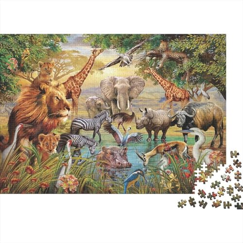Tierwelt Puzzle 1000 Teile Schwer Puzzle Spielzeug Lernspiel Impossible Herausforderung Spielzeug Für Erwachsene Kinder 1000pcs (75x50cm) von PXBDUASIE