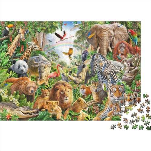 Tierwelt Puzzle 300 Teile Schwer Puzzle Spielzeug Pädagogisches Spiel Impossible Herausforderungsspielzeug Für Erwachsene Und Kinder Ab 12 Jahren 300pcs (40x28cm) von PXBDUASIE