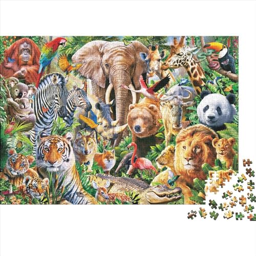 Tierwelt Puzzle 300-teilige Schwer Puzzle Spielzeug Lernspiel Impossible Herausforderung Spielzeug Für Erwachsene Und Kinder Ab 12 Jahren 300pcs (40x28cm) von PXBDUASIE