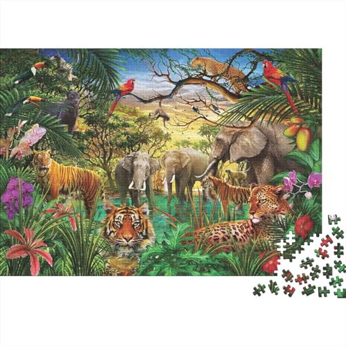 Tierwelt Puzzle 500 Teile Schwer Puzzle Spielzeug Lernspiel Impossible Herausforderung Spielzeug Für Erwachsene Kinder 500pcs (52x38cm) von PXBDUASIE