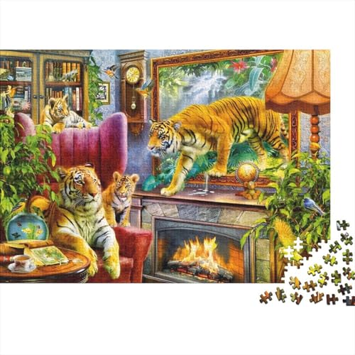Tiger Puzzle 1000 Teile Schwer Puzzle Spielzeug Pädagogisches Spiel Impossible Herausforderung Spielzeug Für Erwachsene Kinder 1000pcs (75x50cm) von PXBDUASIE