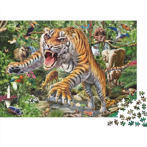 Tiger Puzzle 300 Teile Schwer Puzzle Spielzeug Lernspiel Impossible Herausforderungsspielzeug Für Erwachsene Und Kinder Ab 12 Jahren 300pcs (40x28cm) von PXBDUASIE