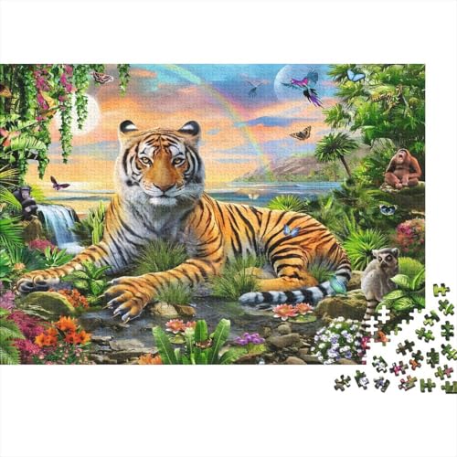 Tiger Puzzles 300 Teile Schwer Puzzle Spielzeug Lernspiel Impossible Herausforderungsspielzeug Für Erwachsene Und Kinder in Bewährter 300pcs (40x28cm) von PXBDUASIE