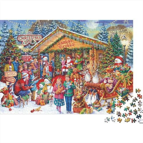 Weihnachten Puzzle 1000-teilige Schwer Puzzle Spielzeug Lernspiel Impossible Herausforderungsspielzeug Für Erwachsene Und Kinder Ab 14 Jahren 1000pcs (75x50cm) von PXBDUASIE