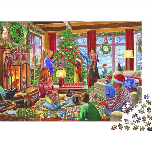 Weihnachten Puzzle 300 Teile Schwer Puzzle Spielzeug Lernspiel Impossible Herausforderungsspielzeug Für Erwachsene Kinder 300pcs (40x28cm) von PXBDUASIE