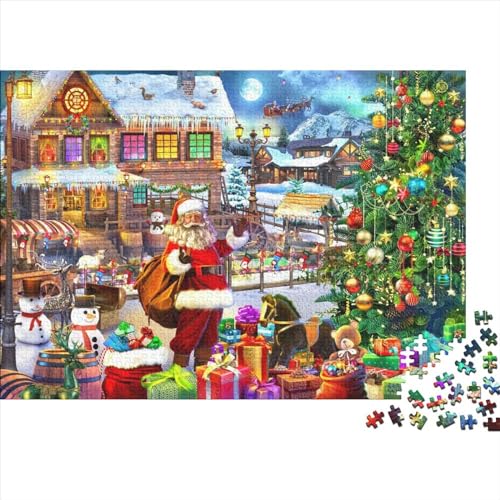 Weihnachten Puzzle 300 Teile Schwer Puzzle Spielzeug Pädagogisches Spiel Impossible Herausforderungsspielzeug Für Erwachsene Und Kinder Ab 12 Jahren 300pcs (40x28cm) von PXBDUASIE
