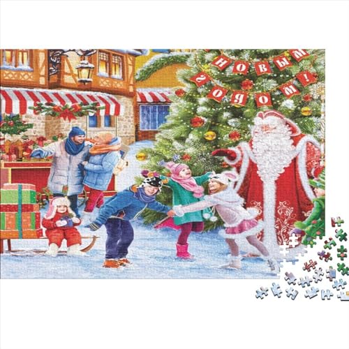 Weihnachten Puzzle 500-teilige Schwer Puzzle Spielzeug Pädagogisches Spiel Impossible Herausforderung Spielzeug Für Erwachsene Und Kinder Ab 14 Jahren 500pcs (52x38cm) von PXBDUASIE