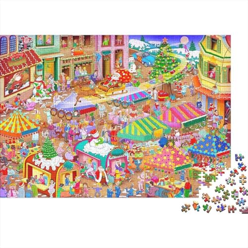 Weihnachtsszene Puzzle 300 Teile Schwer Puzzle Spielzeug Pädagogisches Spiel Impossible Herausforderung Spielzeug Für Erwachsene Und Kinder Ab 14 Jahren 300pcs (40x28cm) von PXBDUASIE