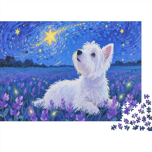 West Highland Weißer TerrierPuzzles 300-teilige Schwer Puzzle Spielzeug Lernspiel Impossible Herausforderungsspielzeug Für Erwachsene Kinder 300pcs (40x28cm) von PXBDUASIE