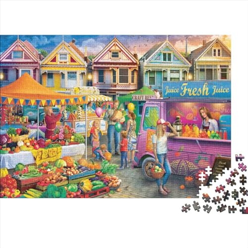 Wochenendmarkt Puzzle 1000 Teile Schwer Puzzle Spielzeug Pädagogisches Spiel Impossible Herausforderungsspielzeug Für Erwachsene Und Kinder Ab 14 Jahren 1000pcs (75x50cm) von PXBDUASIE