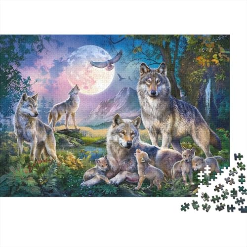 Wolf Puzzle 500 Teile Schwer Puzzle Spielzeug Pädagogisches Spiel Impossible Herausforderungsspielzeug Für Erwachsene Kinder 500pcs (52x38cm) von PXBDUASIE