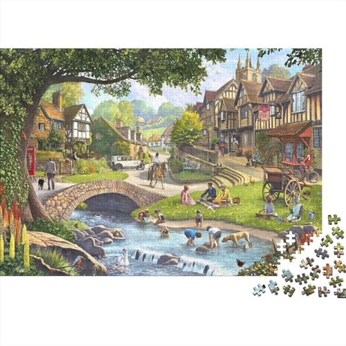 gemütliche Stadt Puzzle 300 Teile Schwer Puzzle Spielzeug Pädagogisches Spiel Impossible Herausforderung Spielzeug Für Erwachsene Kinder 300pcs (40x28cm) von PXBDUASIE