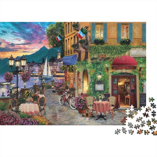 gemütliche Stadt Puzzles 300 Teile Schwer Puzzle Spielzeug Pädagogisches Spiel Impossible Herausforderung Spielzeug Für Erwachsene Kinder 300pcs (40x28cm) von PXBDUASIE
