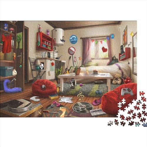 gemütliches ZimmerPuzzle 300 Teile Schwer Puzzle Spielzeug Lernspiel Impossible Herausforderung Spielzeug Für Erwachsene Und Kinder in Bewährter 300pcs (40x28cm) von PXBDUASIE