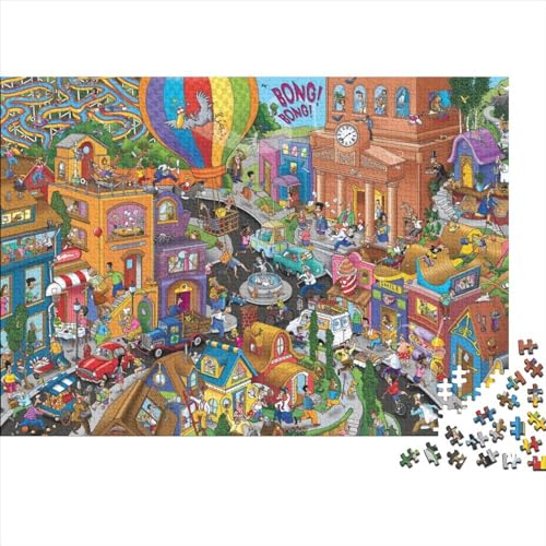 geschäftige Stadt Puzzles 500 Teile Schwer Puzzle Spielzeug Pädagogisches Spiel Impossible Herausforderungsspielzeug Für Erwachsene Kinder 500pcs (52x38cm) von PXBDUASIE