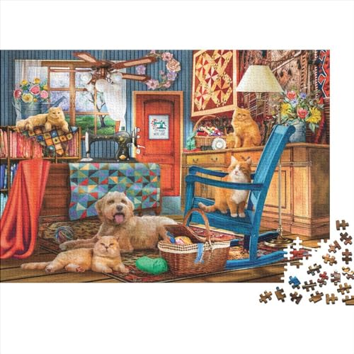 niedliches Haustier Puzzle 1000-teilige Schwer Puzzle Spielzeug Lernspiel Impossible Herausforderungsspielzeug Für Erwachsene Und Kinder Ab 14 Jahren 1000pcs (75x50cm) von PXBDUASIE