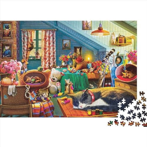 niedliches Haustier Puzzle 300 Teile Schwer Puzzle Spielzeug Pädagogisches Spiel Impossible Herausforderungsspielzeug Für Erwachsene Kinder 300pcs (40x28cm) von PXBDUASIE